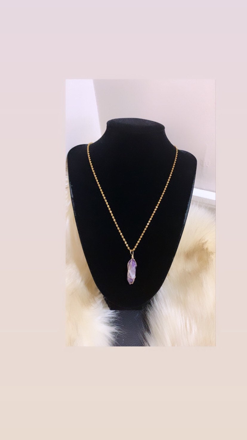 Amethyst Crystal Pendant Necklace Etsy Israel