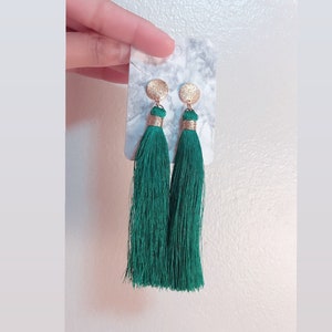 Green & Gold Tassel Earrings|Handmade Tassel Earrings|Dangle Earrings