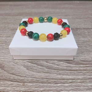Black History Month Bracelet, Black History Month, Beaded  Bracelet , Handmade Bracelet, Stretchy Bracelet, Rasta Bracelet