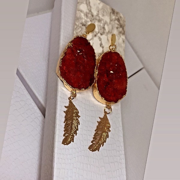 Dangle Earrings|Red Agate Stone Earrings|Dangle Drop Earrings. Handmade Earrings| Dangle Drop Earrings|Gift for her