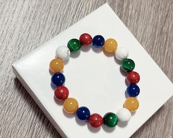 Boys Multicolor Beaded Bracelet: Kids Summer Jewelry