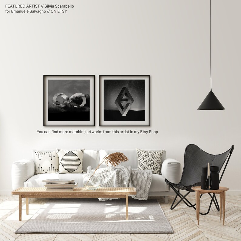 FineArt Print Impossible Nature #3 by emerging Italian artist Silvia Scarabello Black and white colorful artwork shapes polyscape poster