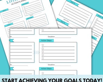Goal Setting Worksheet: Action Planner Printable (Digital Download)