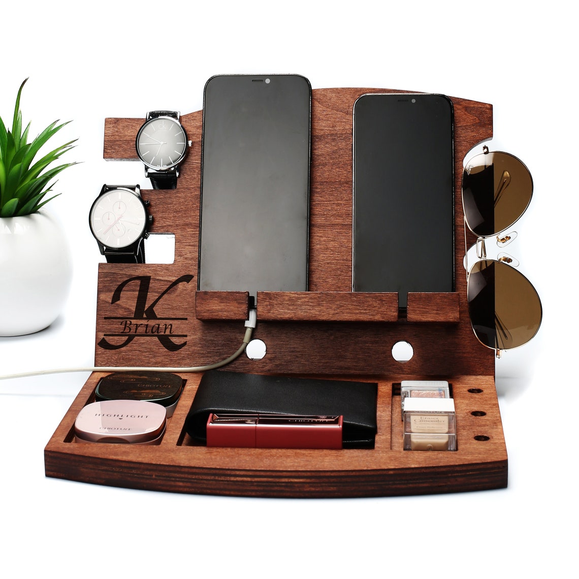 Nightstand Valet Formenanniversary Giftdocking Station5th Etsy