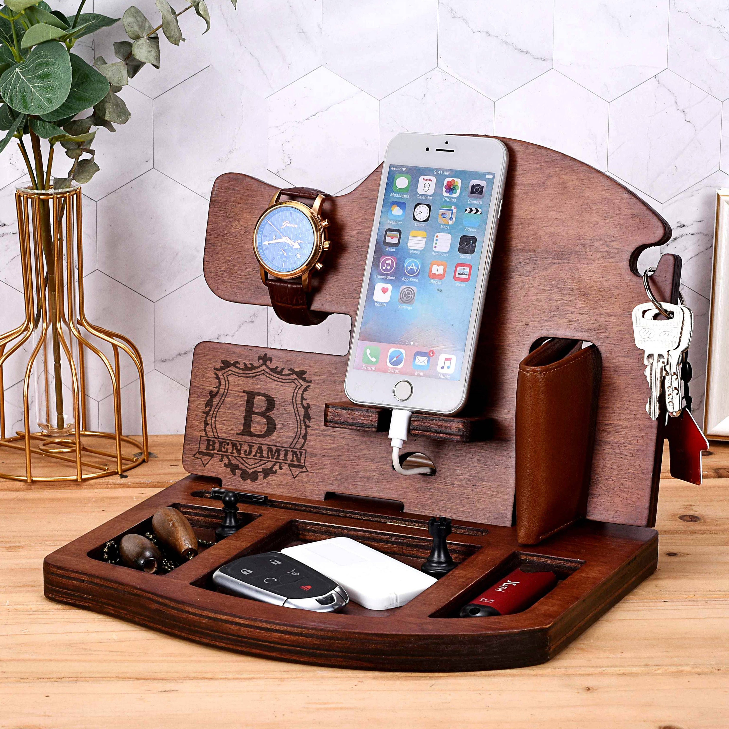 Valet Phone Standnightstandgift for Boyfriendmens Wood Etsy