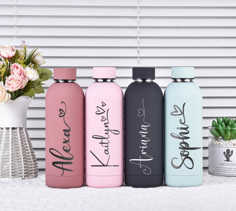 Botella aislada, botella personalizada, botella de agua, regalo personalizado, vaso personalizado, regalos de damas de honor, vaso de boda, regalo de dama de honor imagen 3