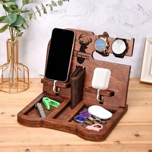 Charging Station Phone Stand Gifts for Dad Fathers Day Gift gift Desk Organizer Docking Station Mens birthday gift for husband Gift for Men image 9