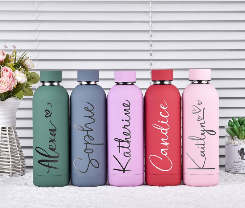 Thermosflasche, personalisierte Flasche, Wasserflasche, personalisiertes Geschenk, personalisierter Becher, Brautjungfern Geschenke, Hochzeitsbecher, Brautjungfer Geschenk Bild 5