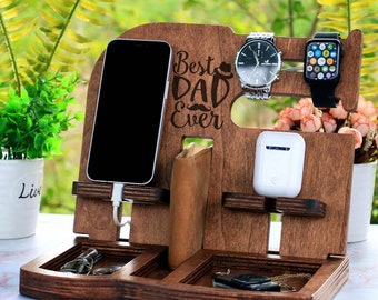 Personalized Wood Docking Station,Fathers Day Gift Docking Station,  Gift for Dad,Dad Gift,Dad Birthday Gift,New Dad Gift,Fathers Day
