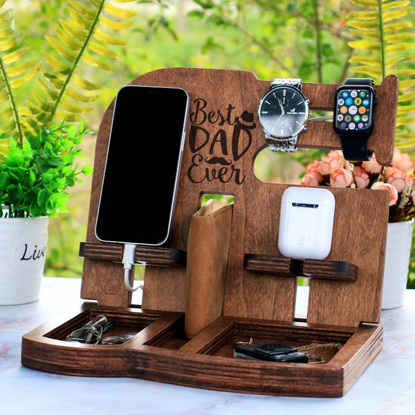 Personalized Wood Docking Station,Fathers Day Gift Docking Station,  Gift for Dad,Dad Gift,Dad Birthday Gift,New Dad Gift,Fathers Day
