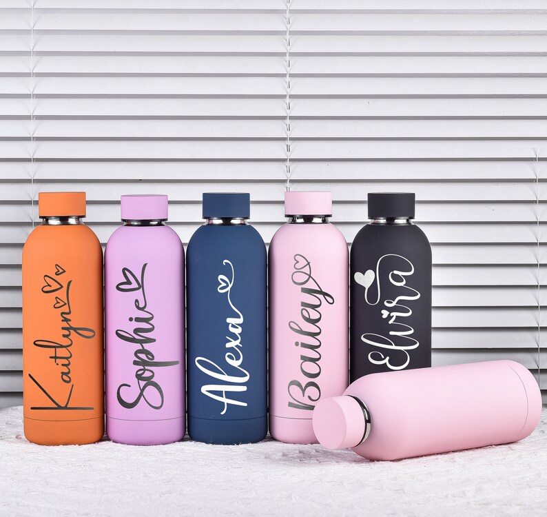 Thermosflasche, personalisierte Flasche, Wasserflasche, personalisiertes Geschenk, personalisierter Becher, Brautjungfern Geschenke, Hochzeitsbecher, Brautjungfer Geschenk Bild 8