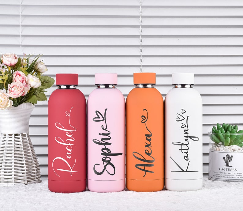 Botella aislada, botella personalizada, botella de agua, regalo personalizado, vaso personalizado, regalos de damas de honor, vaso de boda, regalo de dama de honor imagen 2