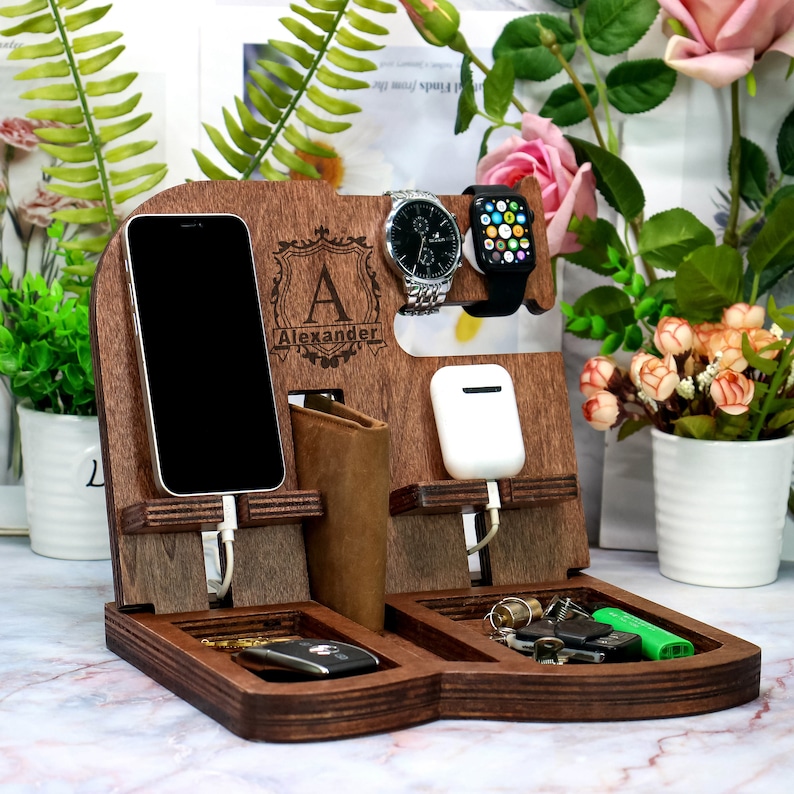 Docking Station Wood Docking Station Men Anniversary Gift Etsy