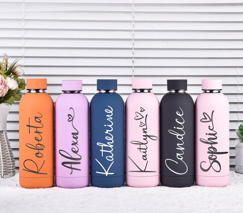 Botella aislada, botella personalizada, botella de agua, regalo personalizado, vaso personalizado, regalos de damas de honor, vaso de boda, regalo de dama de honor imagen 7