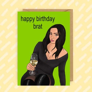 Biglietto di auguri estivo per il compleanno di Charli XCX Brat Girl - Divertente biglietto di auguri musicale con meme LGBTQ+ di TikTok, regalo di merchandising gay Charli XCX