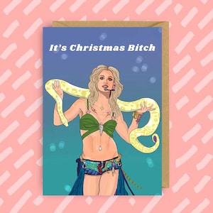 Carte de Noël Britney | Icônes pop gay | LGBT | Culture populaire | Cartes de voeux drôles | Diva | carte de Noël gay | carte de noël lgbt
