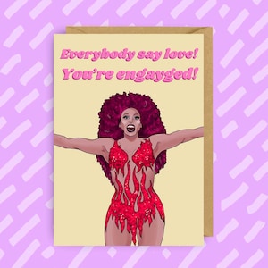 RuPaul Drag Race "Je bent verloofd" wenskaart | Gefeliciteerd | LHBTQ | Betrokkenheid | | Drag Queen | Gay & Queer-kaarten