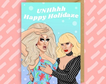 Trixie and Katya Christmas Card: Drag Queen Holiday Art