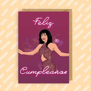 Op Selena geïnspireerde verjaardagskaart | LHBT | Queer | Selena Quintanilla | Tex-Mex | Popidool | Gay Cards