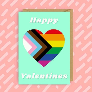 Happy Valentines Plus Drapeau de fierté de couleur | LGBT | Queer | Cartes gaies