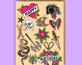 Lesbian Birthday Card, Tattoo gift, funny, LGBTQ+