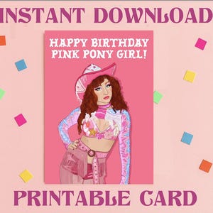 Carte d'anniversaire Chappell Roan, téléchargement numérique, modèle A4, téléchargement immédiat, impression bricolage à la maison carte d'anniversaire LGBTQ originale pour elle