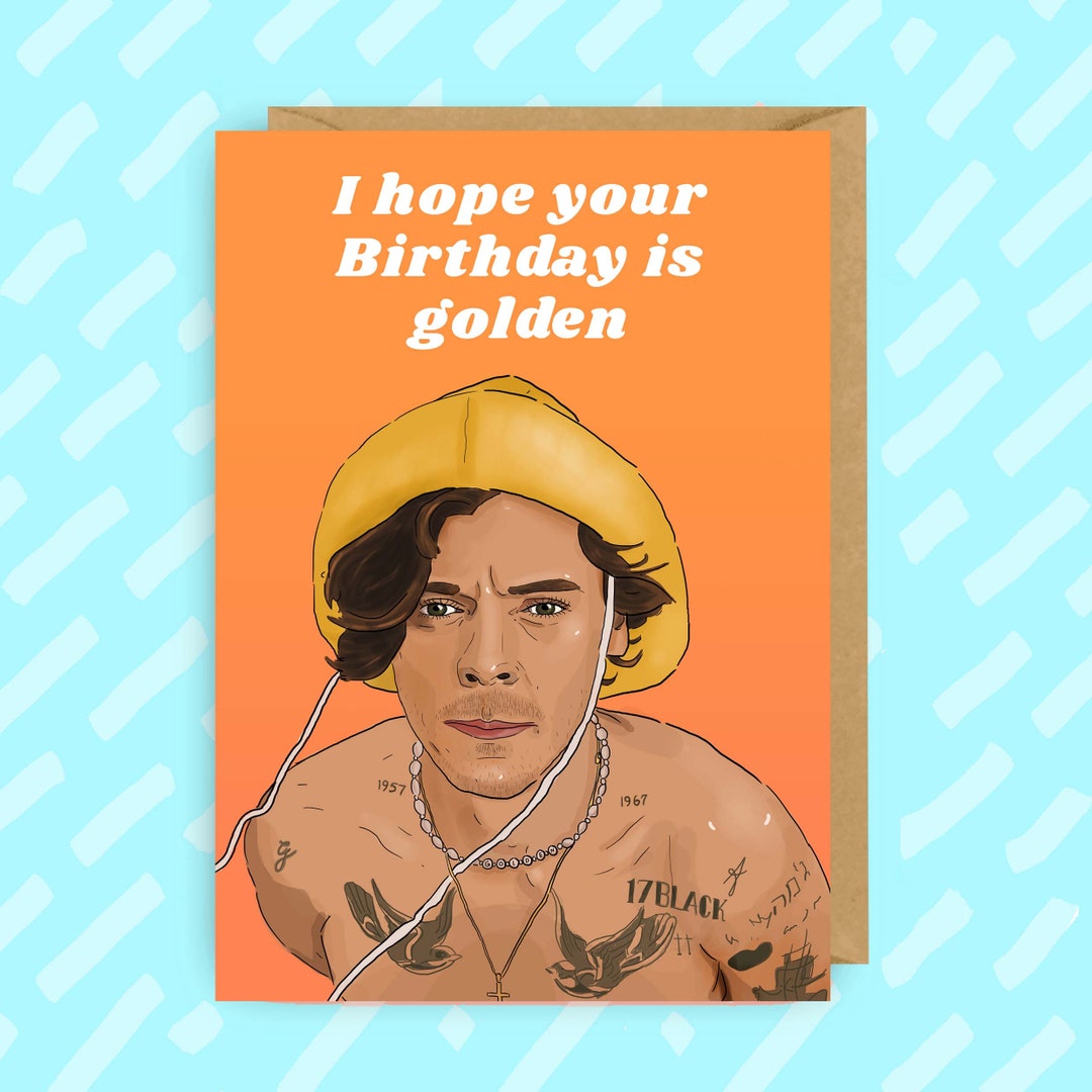 Harry Styles Birthday Card Golden Pun Card One Direction - Etsy UK