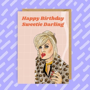 Patsy Stone van Absolutely Fabulous-verjaardagskaart | Britse popcultuur | Homo-icoon | Grappig | Yass