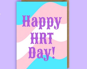 HRT Celebration card, Trans Coming Out Congratulations Card | LGBTQ+ | LGBTQIA | Transgender | Transfemme | Pride