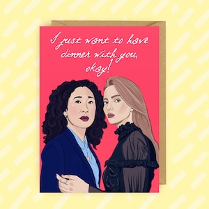 Killing Eve inspirierte Jubiläumskarte | Valentinstag | Villanelle | Eva Polastri | Lesben | wl | Schauspielerin mittleren Alters | LGBTQ+ |