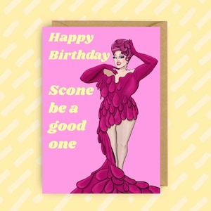 Victoria Scone geïnspireerde verjaardagskaart | Drag Race | Drag Race Uk | RPDR | Lesbisch | LGBT-| Gay Cards | Drag Queen | Vreemd