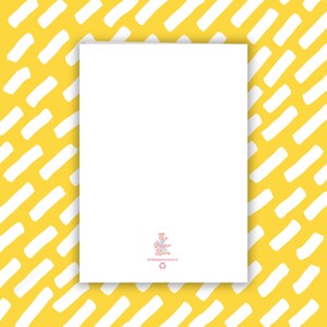 May include: A white card with a yellow and white striped background. The card has a logo that says "The Queen Store" with a pink heart and the text "@thequeenstore".