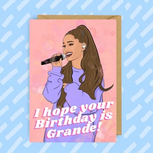 Tarjeta de cumpleaños inspirada en Ariana Grande | Pop Star | Ícono Pop Gay | LGBT | Queer | Tarjetas Gay