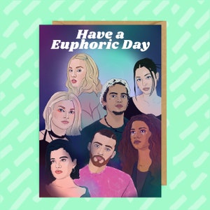 Euphoria Fan Art Birthday Card: Gen Z Illustration