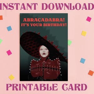Carte d'anniversaire en téléchargement numérique Lady Gaga, modèle A4, téléchargement immédiat, impression bricolage à la maison carte d'anniversaire LGBTQ originale pour elle Abracadabra