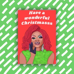 Carte de Noël Heidi N Closet de course de dragsters de RuPaul | Cartes LGBTQ, Drag Queen et Gay