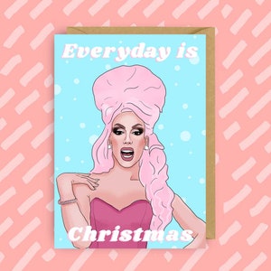 Carte de Noël Thunderfuck de l’Alaska | La course de dragsters de RuPaul | Gays LGBTQ+ | Carte queer