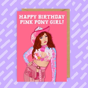 Carte d'anniversaire Chappell Roan - voeux Meme Pink Pony Club pour fans LGBTQ+, saphiques, lesbiennes et TikTok, anniversaire amusant, produits dérivés, fan art