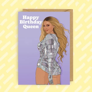 Carte d'anniversaire Beyoncé | Visite Renaissance | Cartes pour elle | LGBTQ+ | Fan art | Carte d'anniversaire gay