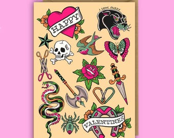Lesbian Valentines Card, Tattoo gift, funny, LGBTQ+