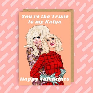 RuPaul's Drag Race Trixie en Katya Valentines Card | LGBT-| Queer | Drag Queen | Gay Kaarten