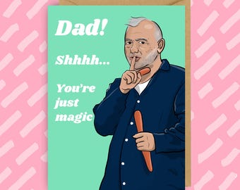 Carte drôle de fête des pères de Bob Mortimer - salutation de comédie britannique pour papa, cadeau de fan de Vic et de Bob, le dernier qui rit