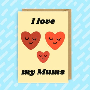 Ich liebe meine Mamas | Muttertagsgrußkarte | Queer | LGBT | Lesben | Gay Karte | Adoption | Foster