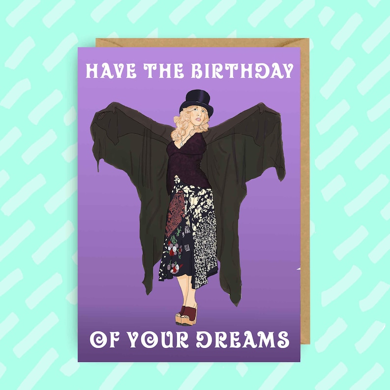 Funny Stevie Nicks Birthday Card: Fleetwood Mac Fan Art image 1