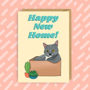 Bonne carte de vœux à la maison par 'Sassy Cat' | Nouvelle maison | Félicitations | Maison de déménagement | Pendaison de crémaillère