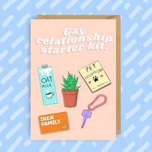 Funny Gay Anniversary Card – LGBTQ+ Valentine’s, Anniversary or New Home Gift for Queer Couples