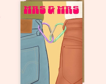 Lesbian Wedding Card, Carabiner Queer Couple Engagement Card