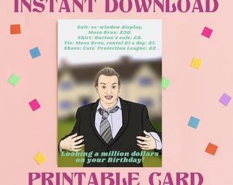 This Country Birthday Card: Kerry Mucklowe Funny Art (Digital Download, 5x7in JPEG & PDF)