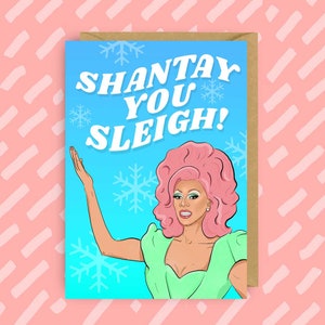 Carte de Noël de RuPaul « Shantay vous tuez » | Course d'accélération | Drag Queen | LGBT | homosexuel | Cartes Gay