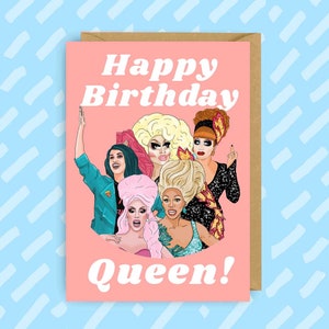 Grappige RuPaul's Drag Race Drag Queens-verjaardagskaart | LHBT | Queer | Gay-kaarten | Wenskaart: